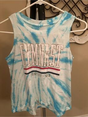 Justice Blue & White Tie-Dye Gymnast Tank
